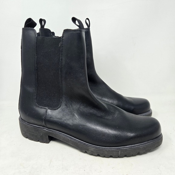Munro American Shoes - Munro American Black Leather Chelsea Boots Side Zip Lug Sole Womens 11 M M614381